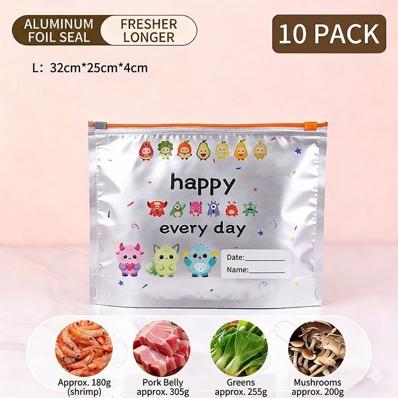 ⭐ Reusable Aluminum Foil Sealable Storage Bags (10-Pieces)