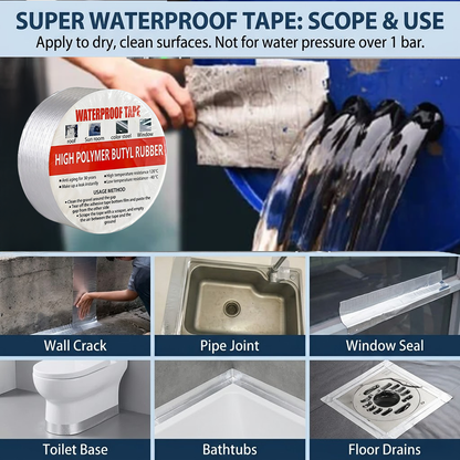 🏠Theflame™ Super Waterproof Butyl Rubber Tape - Save Your Roof, Pipe, & RV