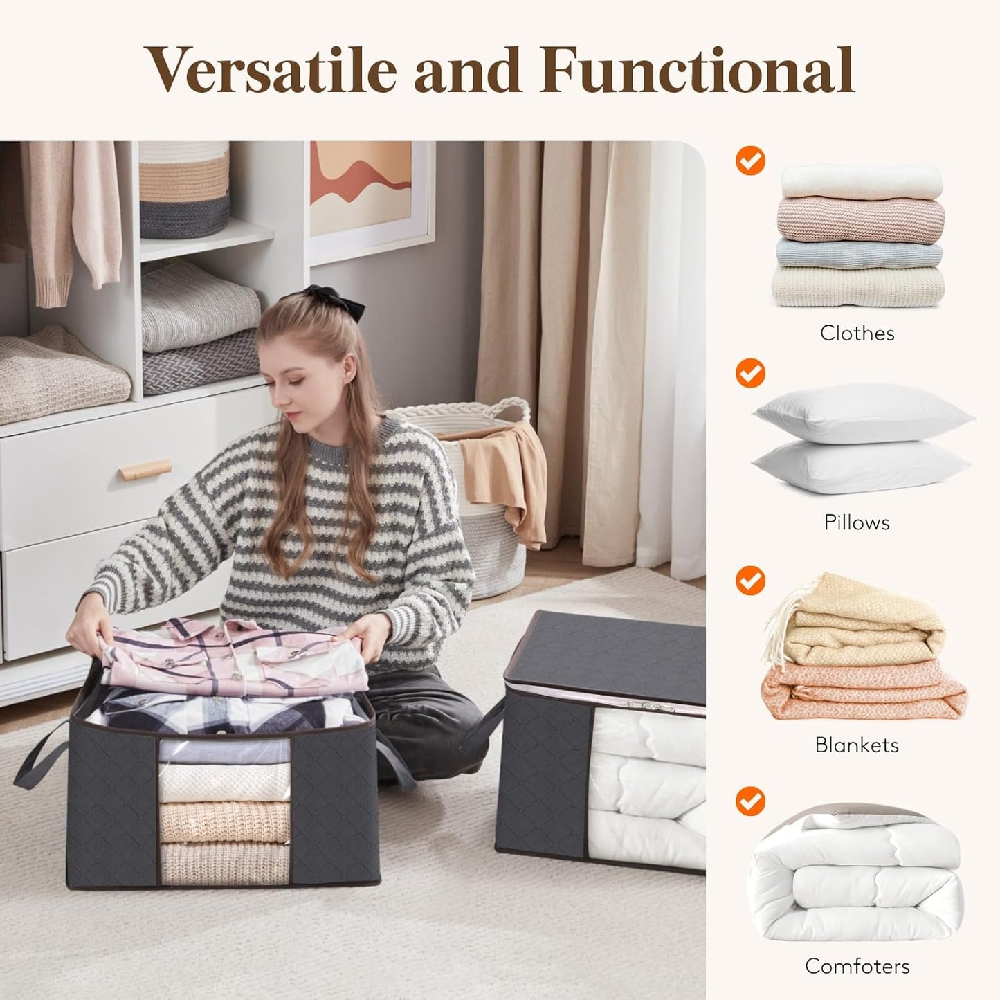🔥2026 HOT SALE🔥Large Stackable Closet Storage Bags for Clothes & Comforters📦
