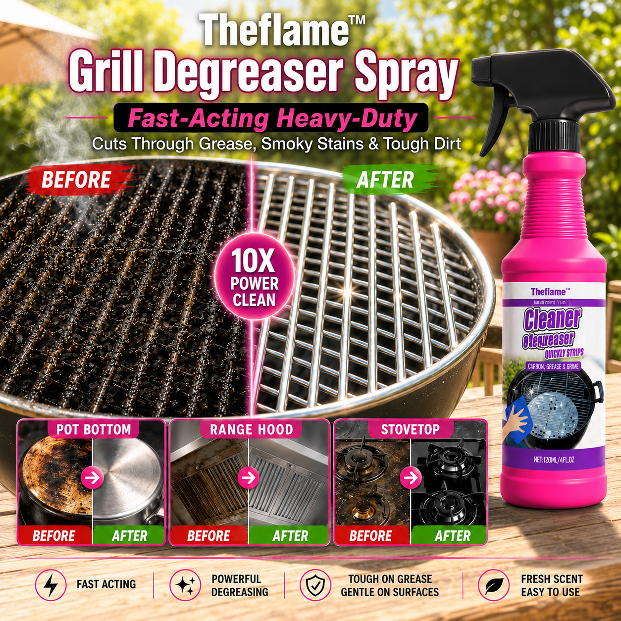 Theflame™  Grill Degreaser Spray — Fast-Acting Heavy-Duty