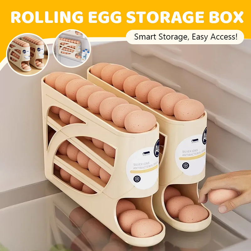 Theflame™ 🥚Rolling Egg Organizer for Refrigerator | Space-Saving Egg Holder for Fridge Door ✨