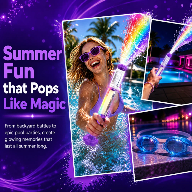 🌈Glowing Rainbow LED Water Blaster- Summer Fun That Pops Like Magic! ✨