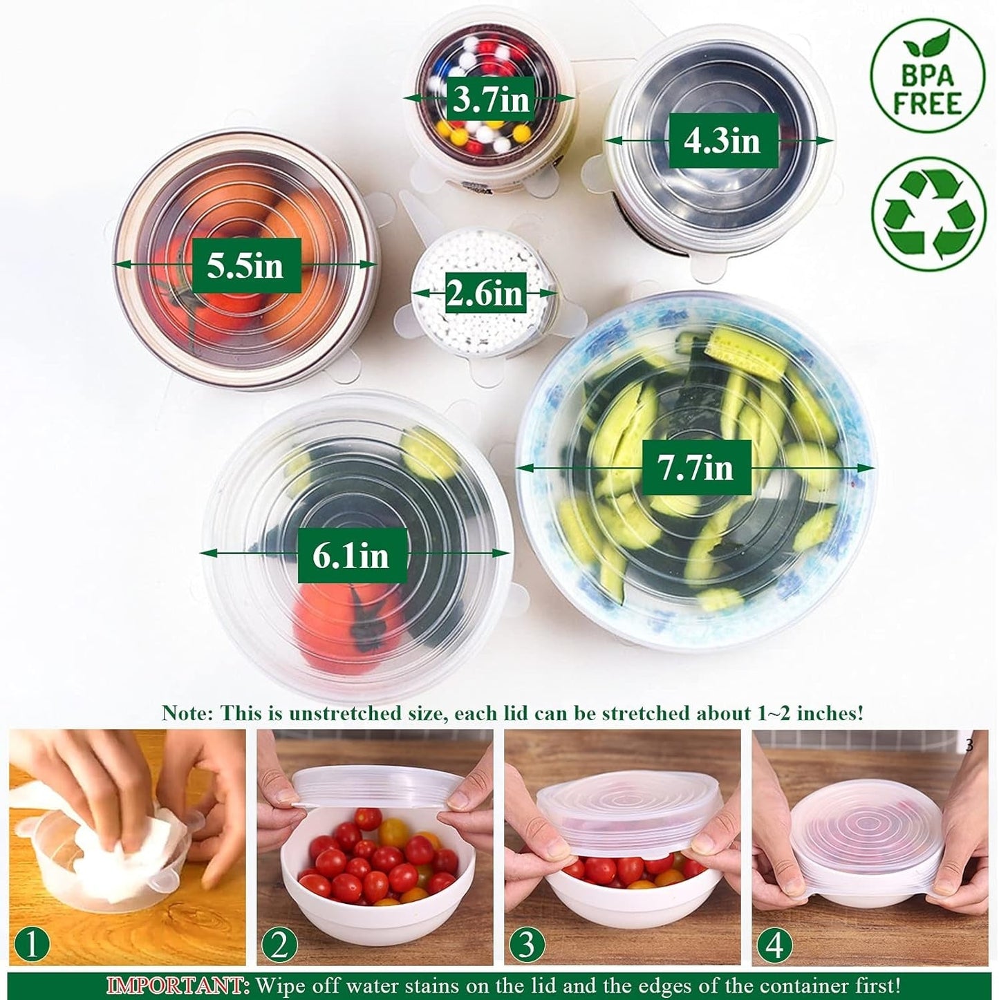Theflame™ Silicone Stretch Lids Reuseable Microwave Safe Flexible Covers (offer)