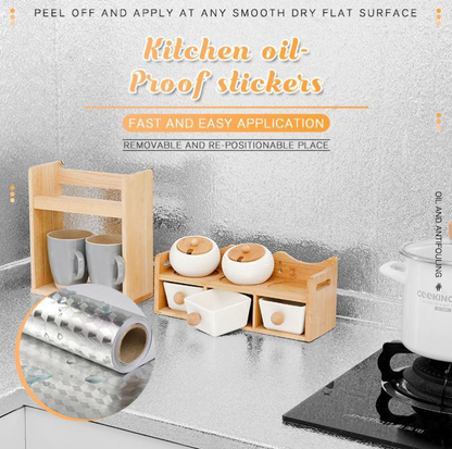 🛡️68% OFF! 🍳 Kitchen Oil-Proof Stickers – Removable Self-Adhesive Cabinet, Countertop & Wall Protector Film for Grease, Stains and Splashes 🌟