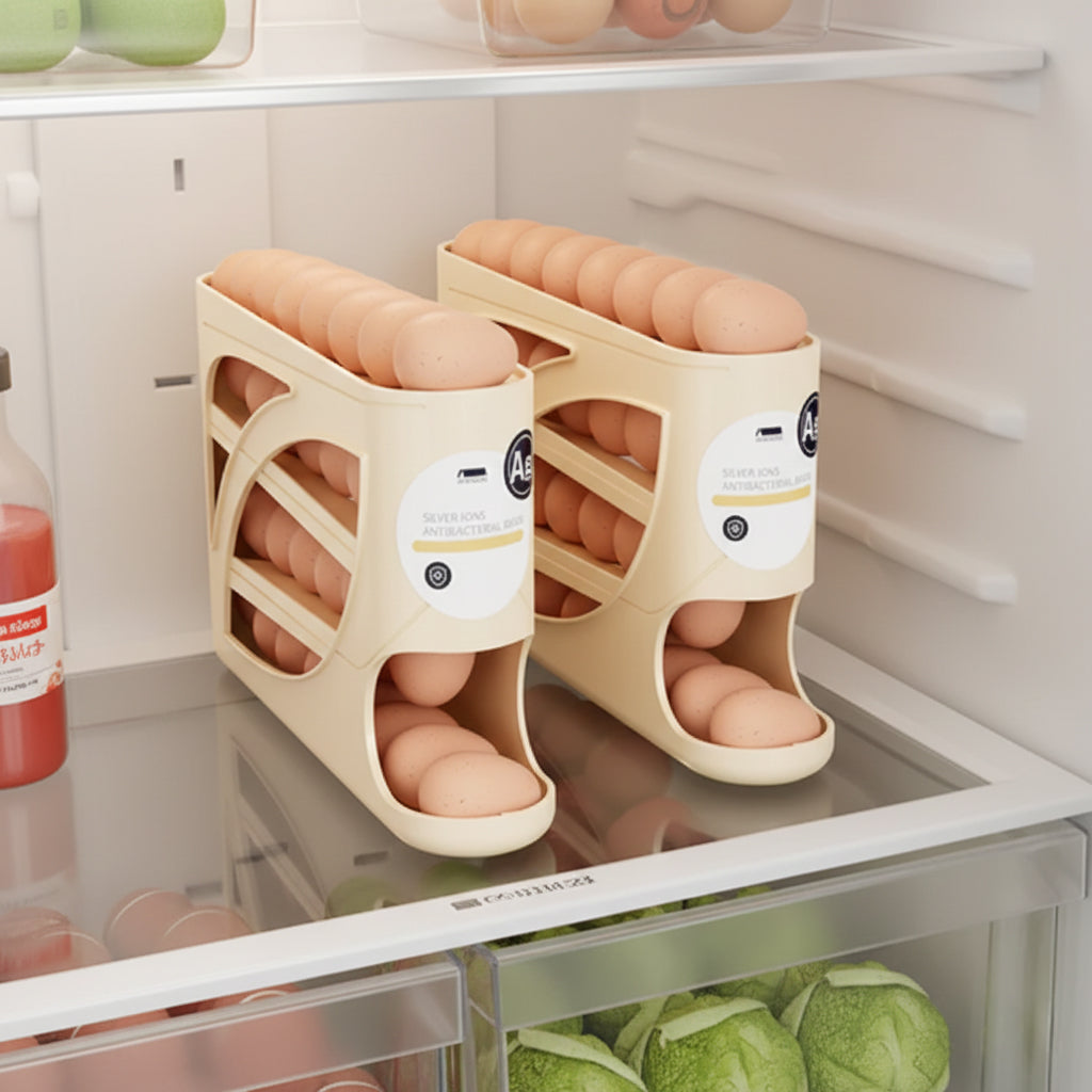 Theflame™ 🥚Rolling Egg Organizer for Refrigerator | Space-Saving Egg Holder for Fridge Door ✨