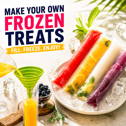 🍧Summer Must-Have🍧 DIY Popsicle Bags With Funnel – Food-Grade Ice Pop Bags🧊