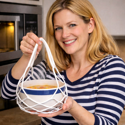 Theflame™ 2-in-1 Silicone Mesh Bag & Heat-Resistant Trivet Mat for Hot Bowls (Offer)