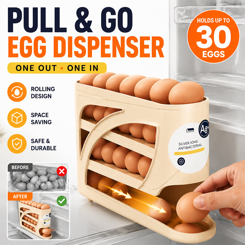 Theflame™ 🥚Rolling Egg Organizer for Refrigerator | Space-Saving Egg Holder for Fridge Door ✨