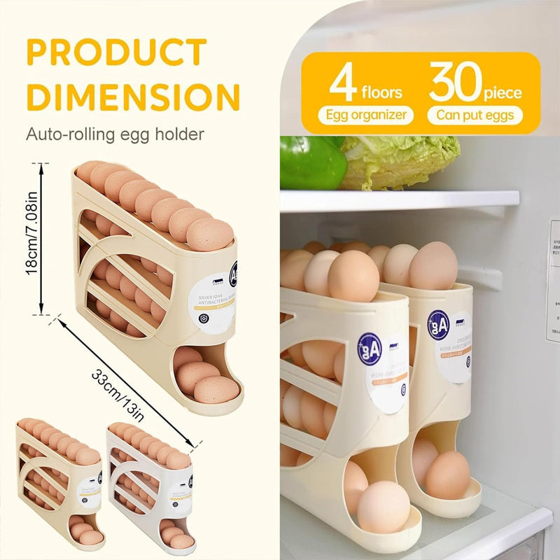 Theflame™ 🥚Rolling Egg Organizer for Refrigerator | Space-Saving Egg Holder for Fridge Door ✨