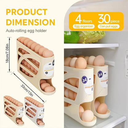 Theflame™ 🥚Rolling Egg Organizer for Refrigerator | Space-Saving Egg Holder for Fridge Door ✨