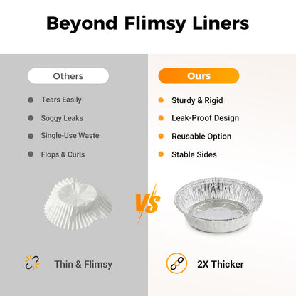 🎉Special Sales - 50% OFF🍟Theflame™ Oil-Proof Aluminum Foil Tin Box/Pans for Air Fryer, BBQ Grill, Oven & Stove