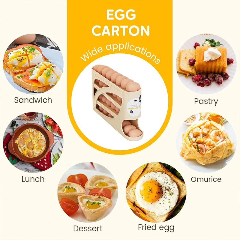 Theflame™ 🥚Rolling Egg Organizer for Refrigerator | Space-Saving Egg Holder for Fridge Door ✨
