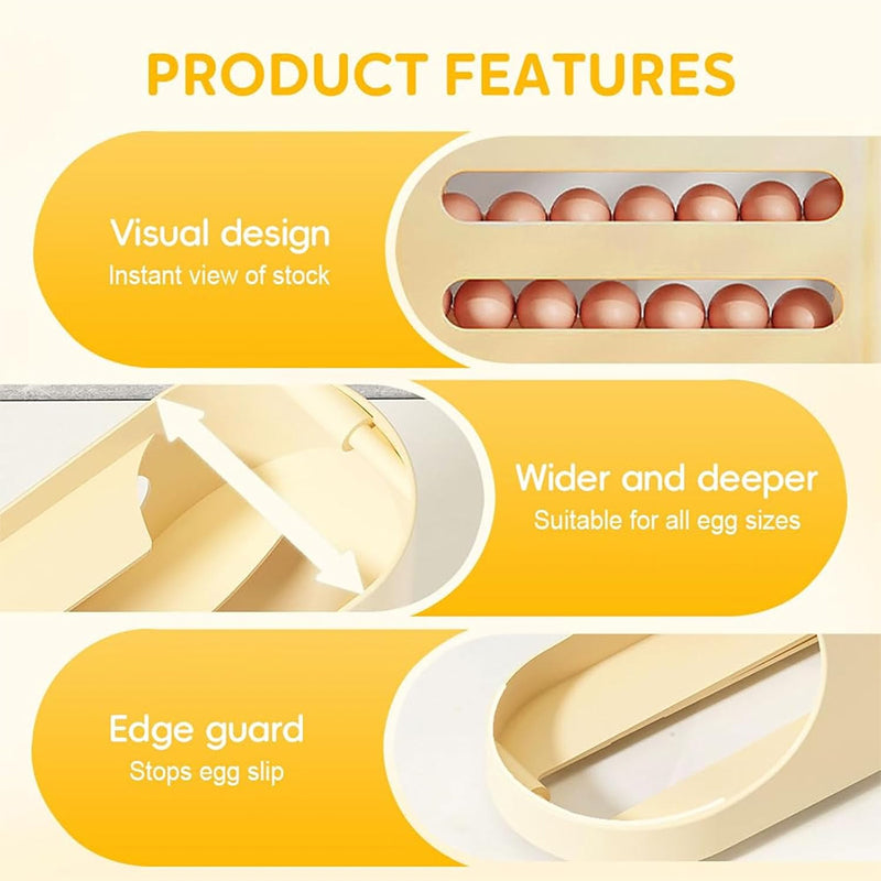 Theflame™ 🥚Rolling Egg Organizer for Refrigerator | Space-Saving Egg Holder for Fridge Door ✨