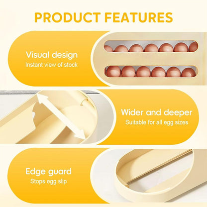 Theflame™ 🥚Rolling Egg Organizer for Refrigerator | Space-Saving Egg Holder for Fridge Door ✨