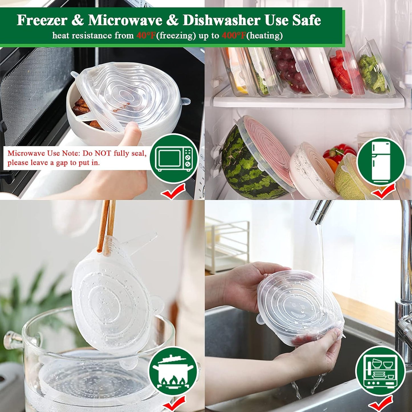 Theflame™ Silicone Stretch Lids Reuseable Microwave Safe Flexible Covers (offer)