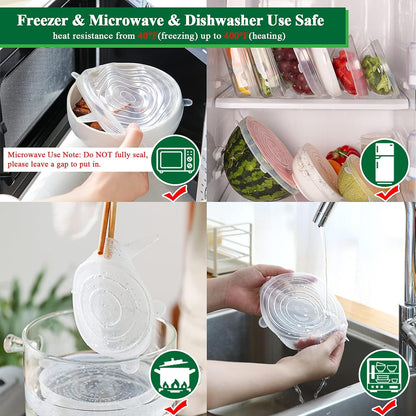 Theflame™ Silicone Stretch Lids Reuseable Microwave Safe Flexible Covers (offer)