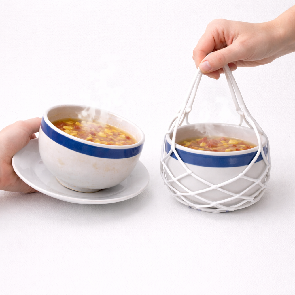 Theflame™ 2-in-1 Silicone Mesh Bag & Heat-Resistant Trivet Mat for Hot Bowls (Offer)