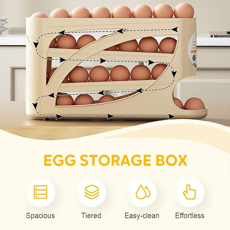 Theflame™ 🥚Rolling Egg Organizer for Refrigerator | Space-Saving Egg Holder for Fridge Door ✨
