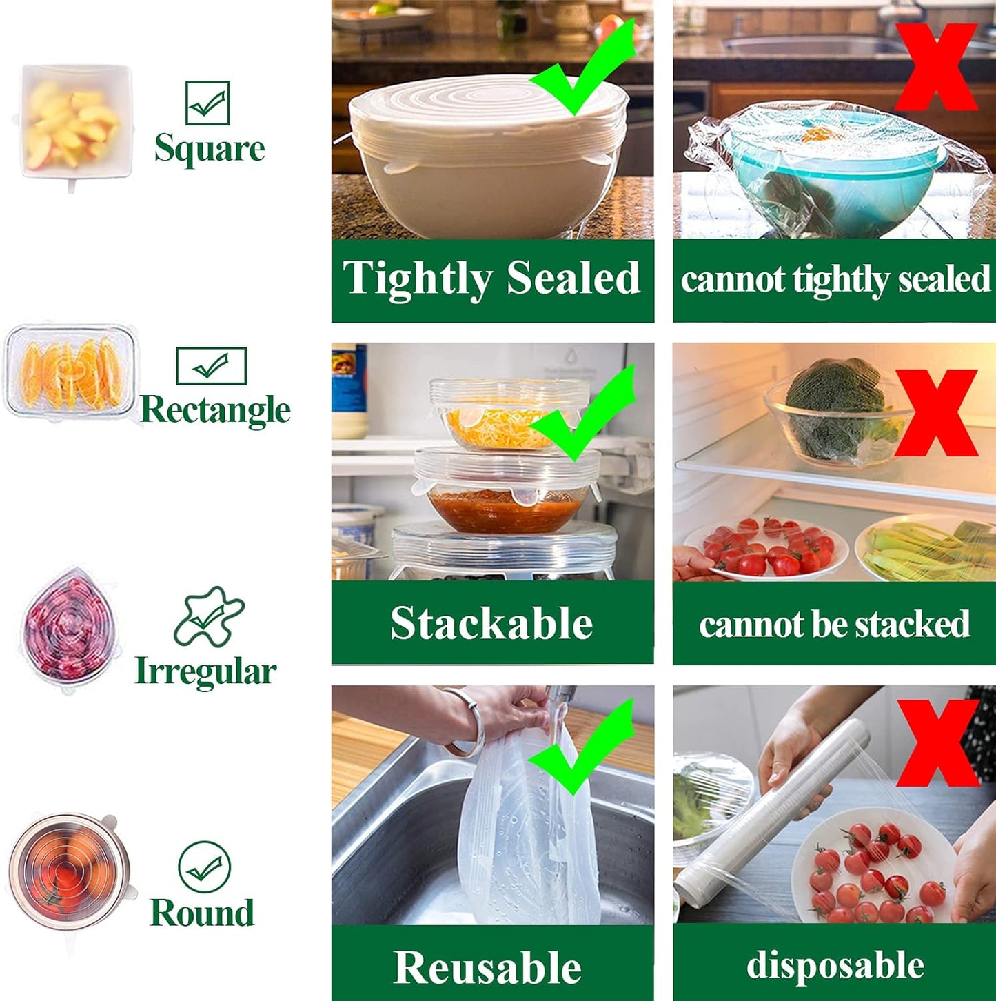 Theflame™ Reusable Silicone Lids — 6 PCS Stretch Bowl & Pot Covers