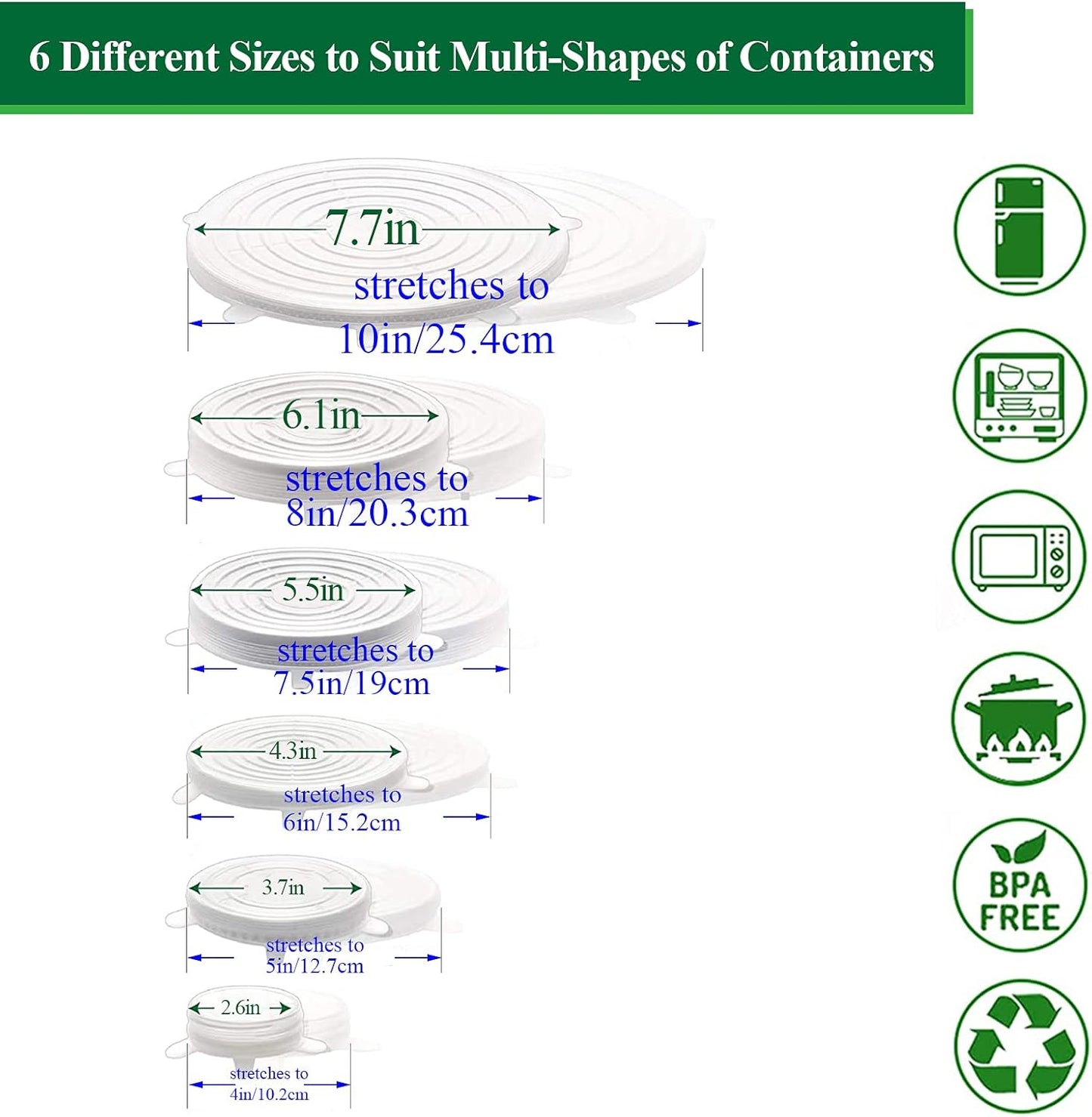 Theflame™ Silicone Stretch Lids Reuseable Microwave Safe Flexible Covers (offer)