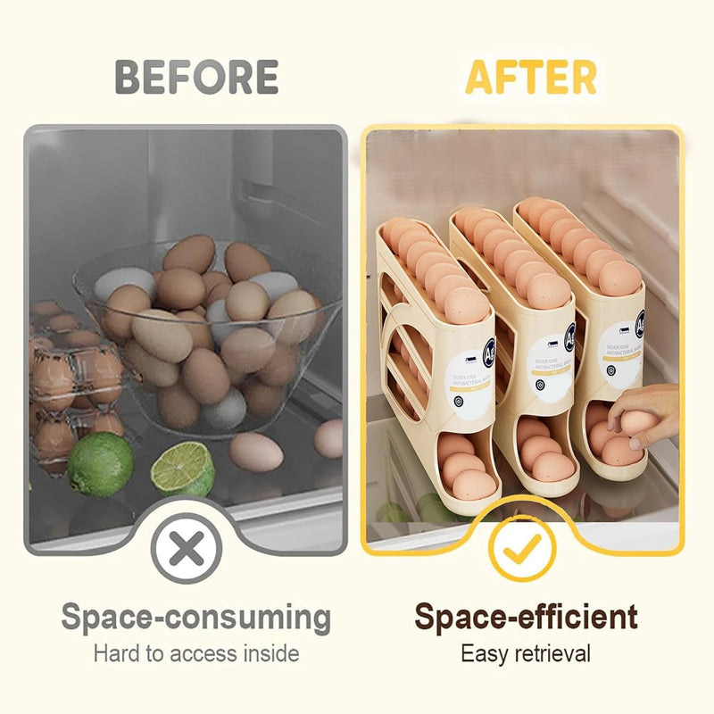 Theflame™ 🥚Rolling Egg Organizer for Refrigerator | Space-Saving Egg Holder for Fridge Door ✨