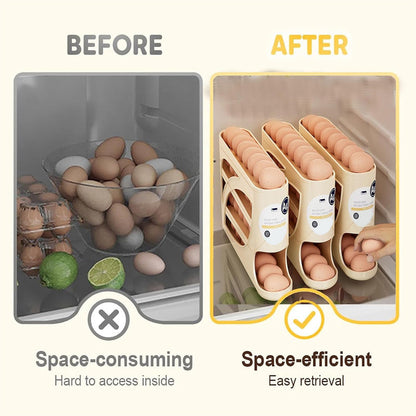 Theflame™ 🥚Rolling Egg Organizer for Refrigerator | Space-Saving Egg Holder for Fridge Door ✨