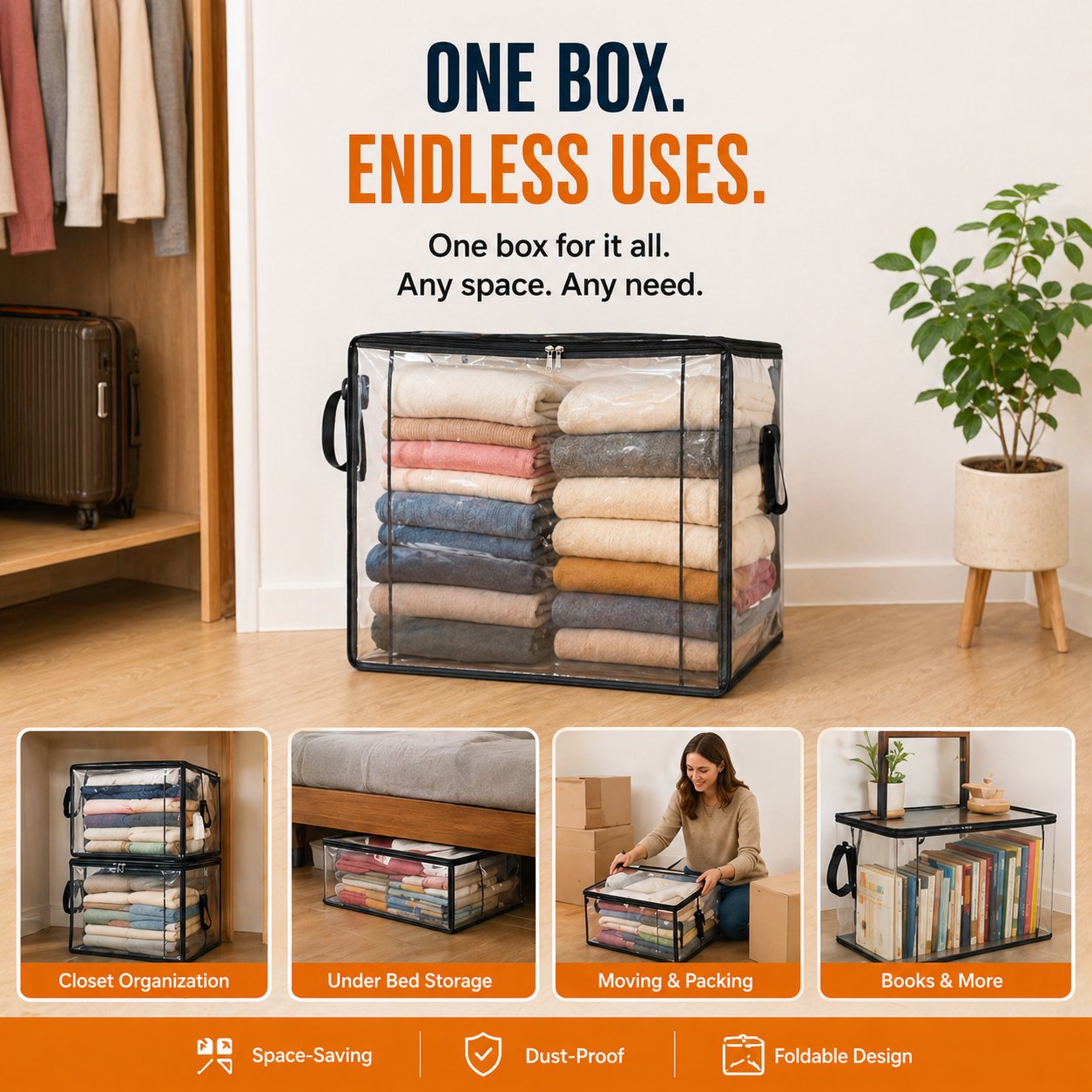 🔥LIMITED TIME 50% OFF📦Large Heavy-Duty Stackable Thick Plastic Clear Storage Bag