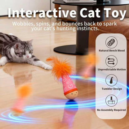 Theflame™ Wooden Wobble Cat Toy