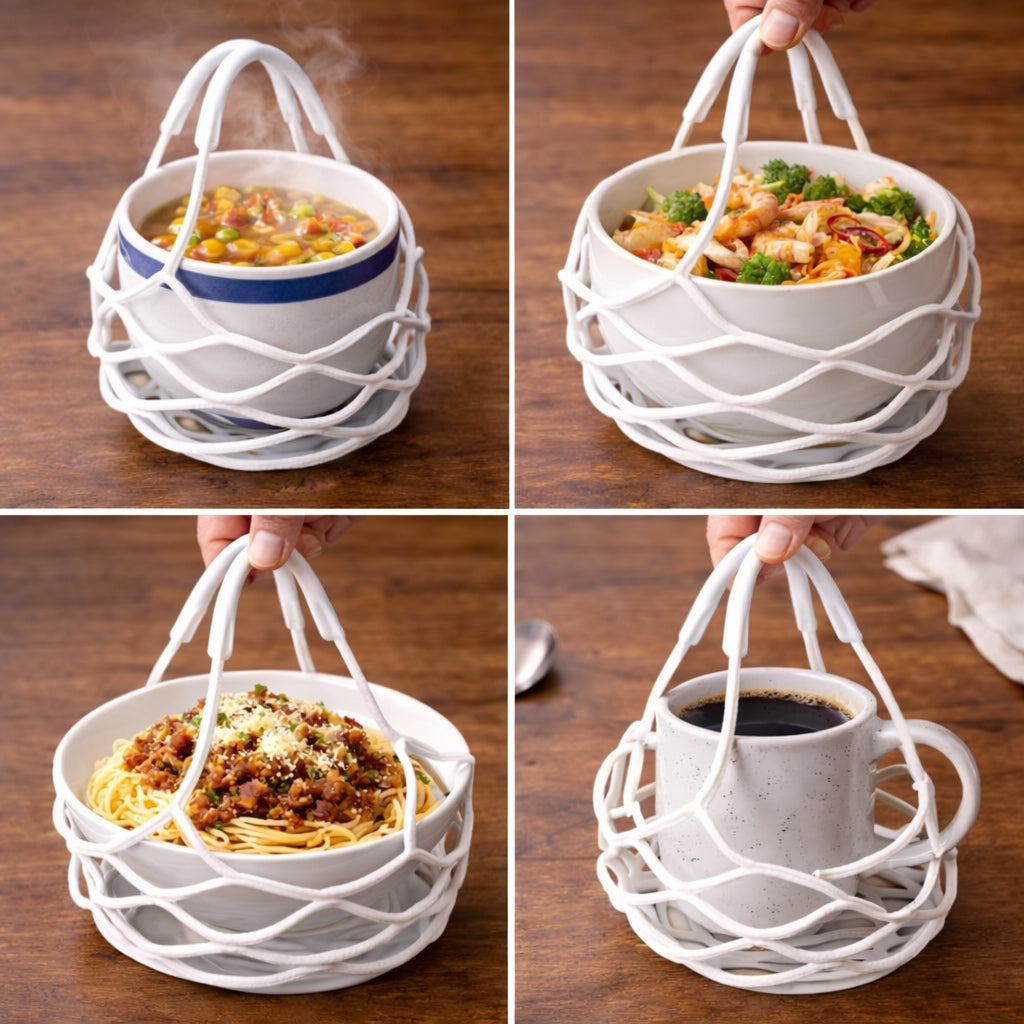 Theflame™ 2-in-1 Silicone Mesh Bag & Heat-Resistant Trivet Mat for Hot Bowls (Offer)