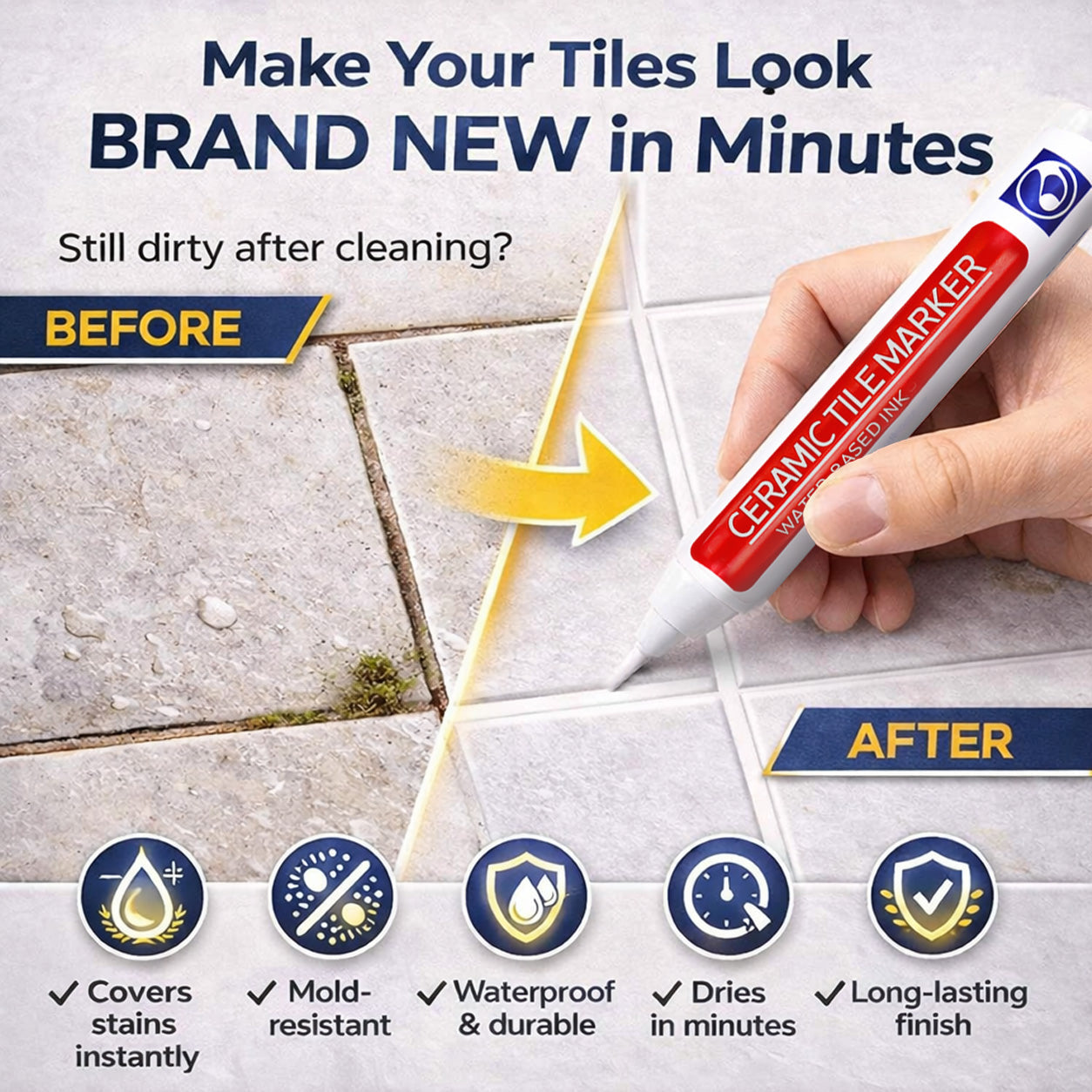🖌️Theflame™ Anti-Mould & Waterproof Joint Pen for Ceramic Tiles!