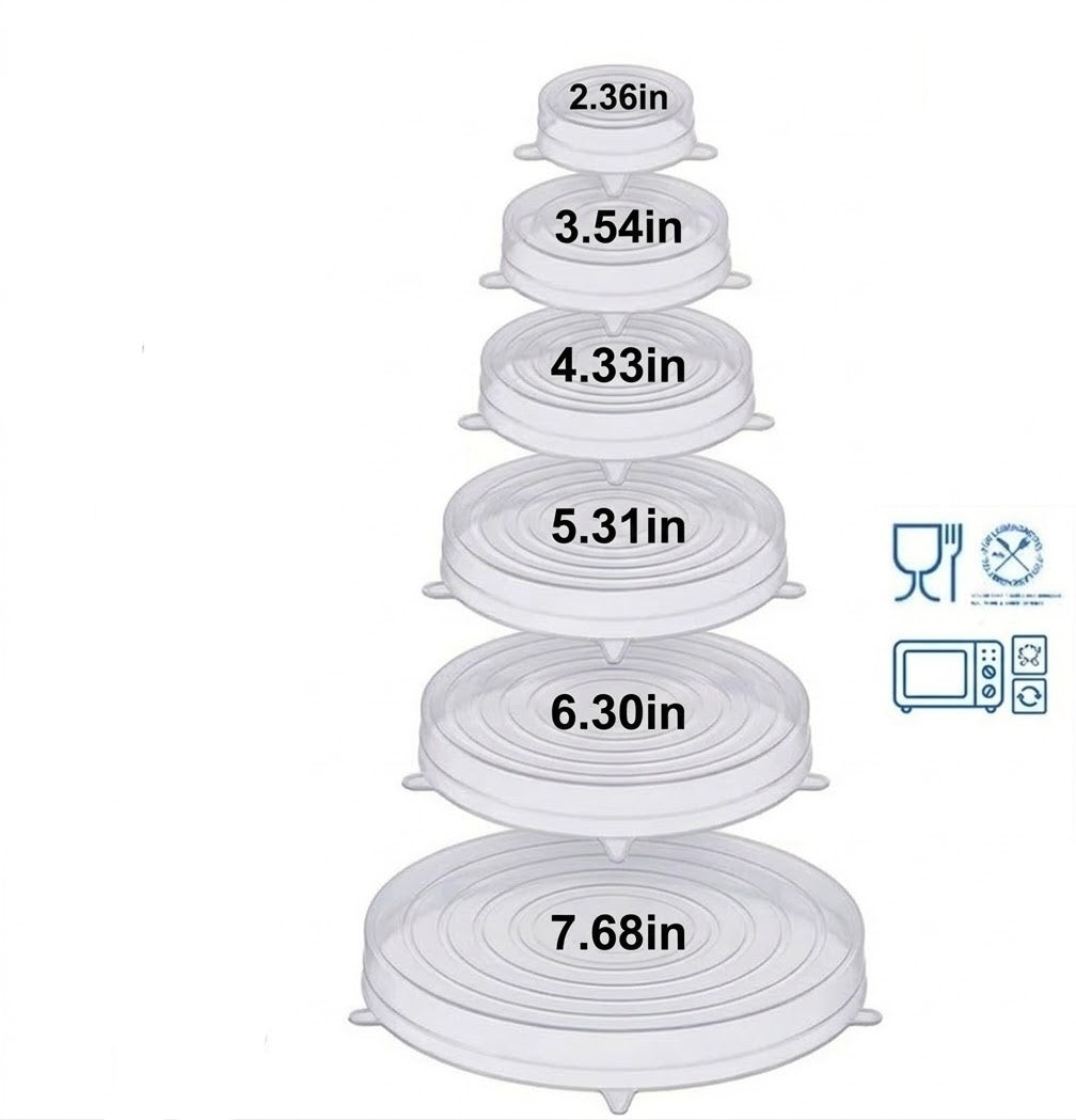 Theflame™ Reusable Silicone Lids — 6 PCS Stretch Bowl & Pot Covers