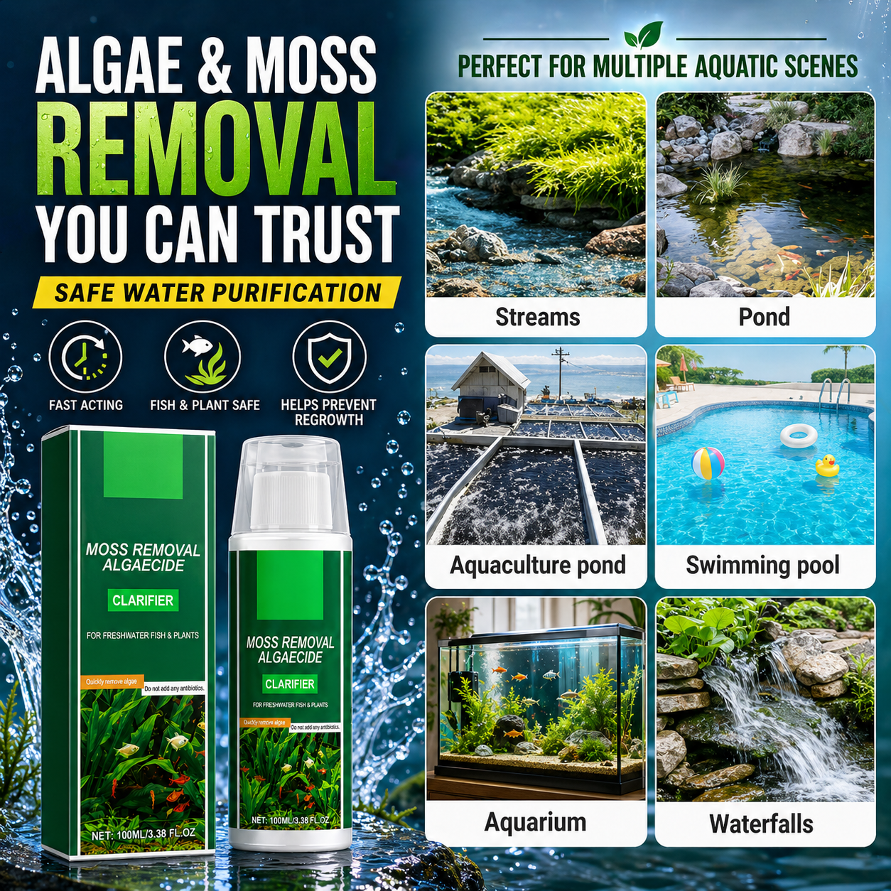 Theflame™ Algae & Moss Remover for Fish Tank and Fish Pond
