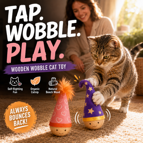 Theflame™ Wooden Wobble Cat Toy