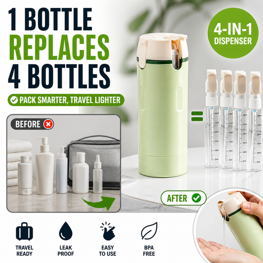Theflame™ Travel Dispenser - Carry 4 Essentials in 1 Bottle（Offer）