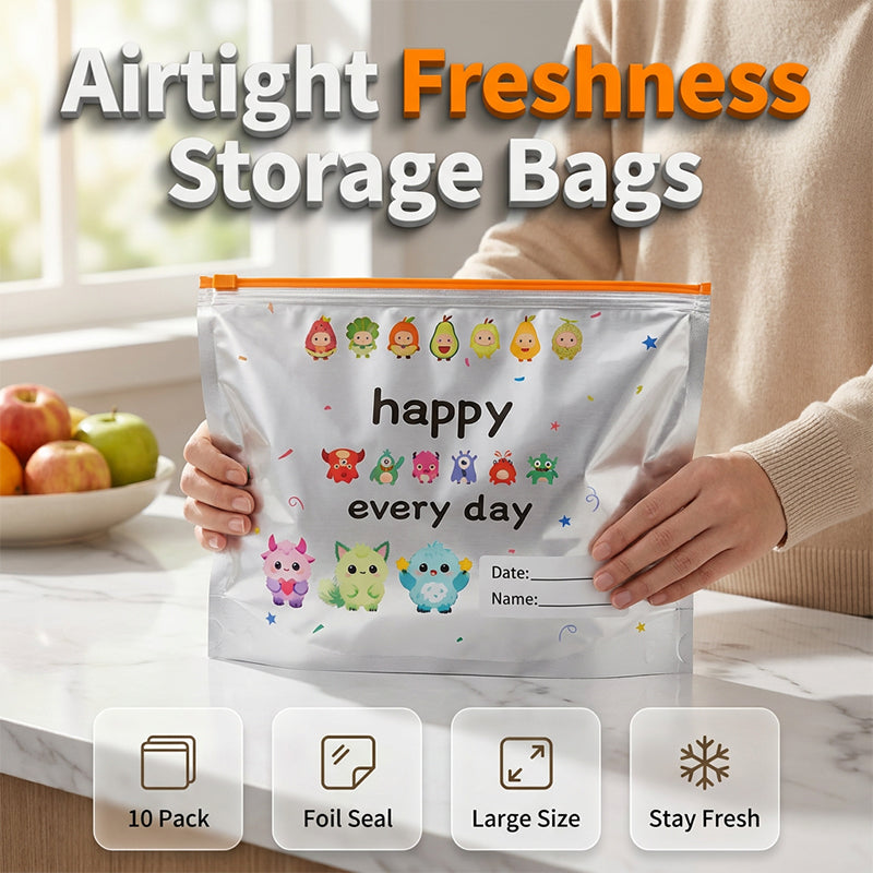 ⭐ Reusable Aluminum Foil Sealable Storage Bags (10-Pieces)