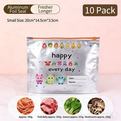 ⭐ Reusable Aluminum Foil Sealable Storage Bags (10-Pieces)