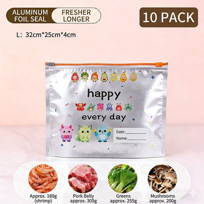 ⭐ Reusable Aluminum Foil Sealable Storage Bags (10-Pieces)